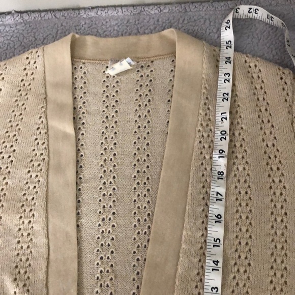 VINTAGE MISS PERNILLA Champagne Delicate Knit Open Cardigan Sweater Size 12 - Picture 15 of 16